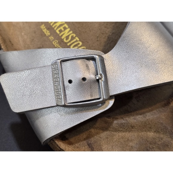 Birkenstock Madrid Sandals Silver Womens EU 41 US 10 Narrow Cork Footbed Germany - Picture 3 of 9